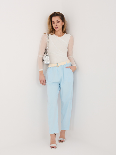 Jasnoniebieskie materiałowe spodnie z wysokim stanem