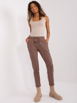 Hurt Brązowe dresowe spodnie basic z kieszeniami Aprilia