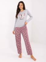 Szara bawełniana piżama w motyle