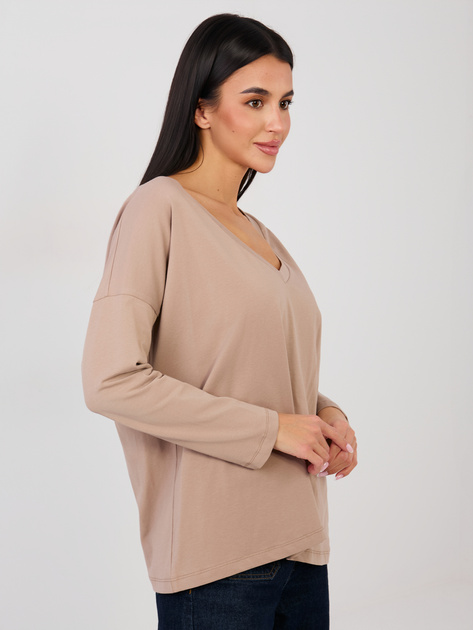 Ciemnobeżowa bluzka oversize z długim rękawem RUE PARIS