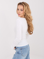 Ecru dopasowana bluzka basic z bawełny