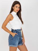 Hurtownia Niebieskie szorty jeansowe z guzikami