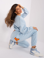 Hurt Jasnoniebiesko-fluo pomarańczowy damski komplet dresowy