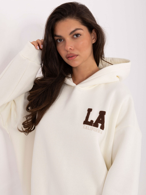 Ecru damska bluza oversize z kapturem