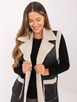 Czarna damska kamizelka z podszewką z misia