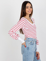 Hurtownia Biało-czerwona prążkowana bluzka basic w paski 