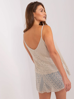 Hurt Beżowy rozkloszowany top z koronką OCH BELLA