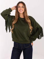 Khaki damska bluza z frędzlami RUE PARIS