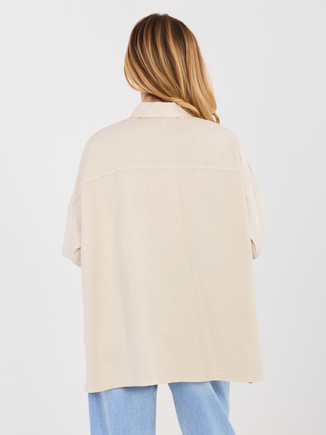 Beżowa damska koszula z dłuższym tyłem