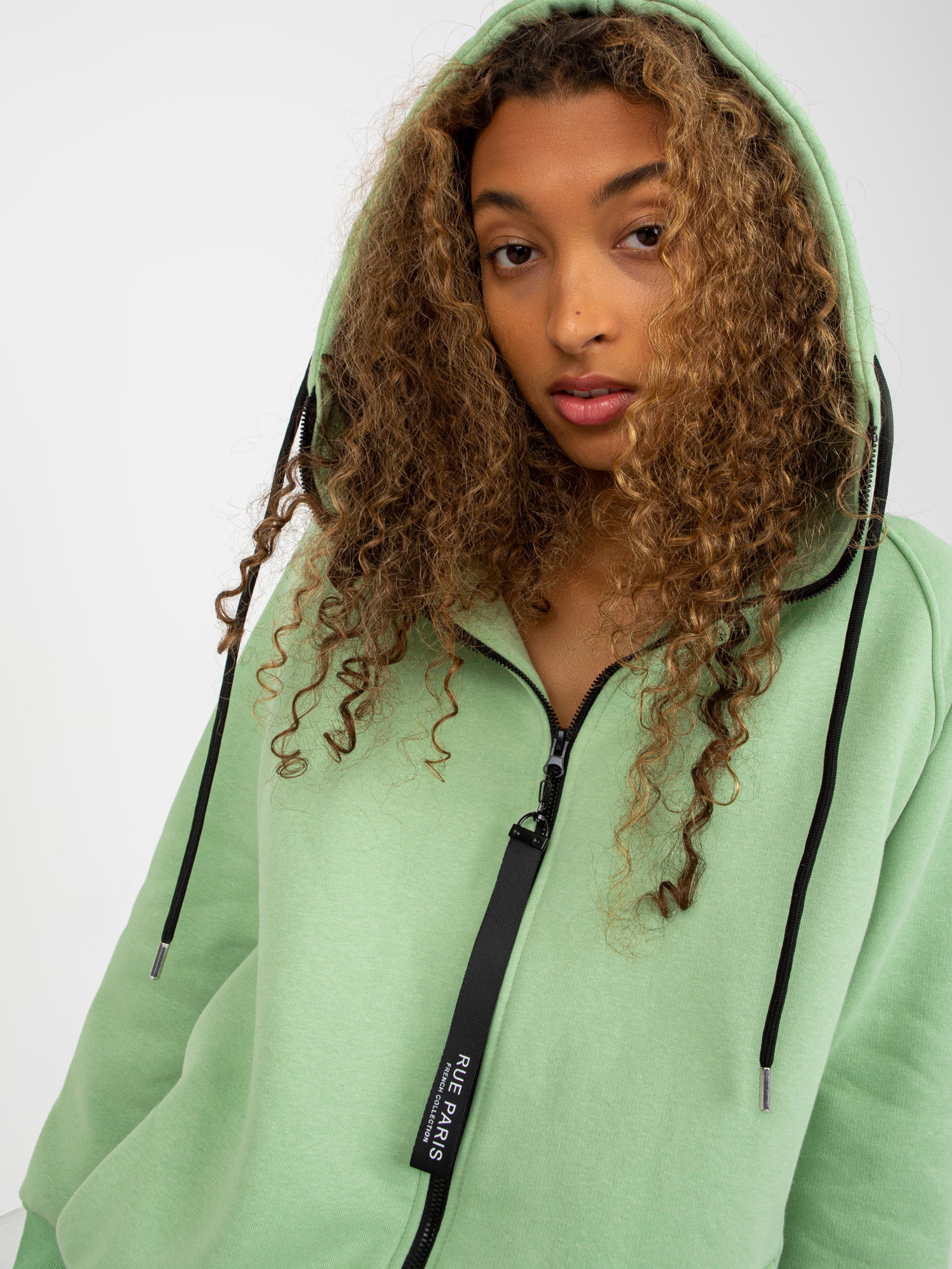 Hurt Jasnozielona dresowa bluza basic na suwak RUE PARIS 