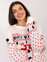 Ecru świąteczny sweter w renifery 