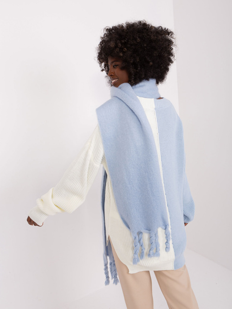 Hurtownia Niebieski ciepły szal z frędzlami