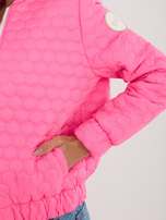 Fluo różowa pikowana kurtka ze stójką
