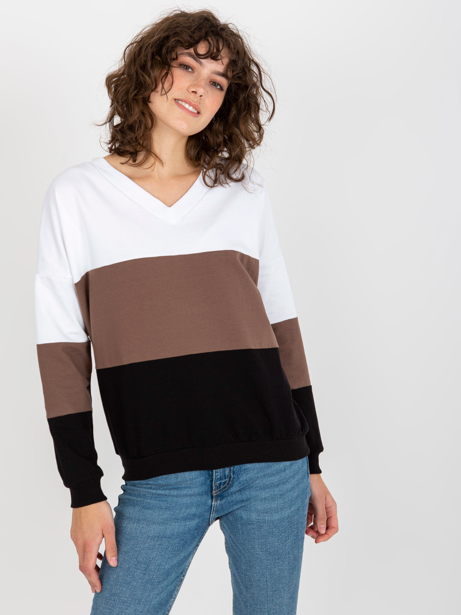 Biało-czarna bluza basic bez kaptura RUE PARIS