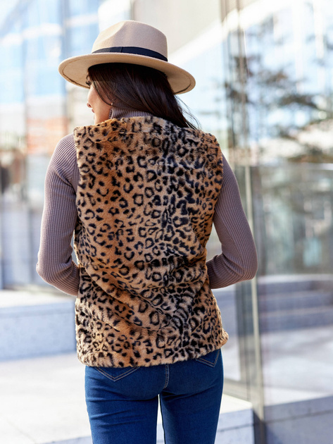 Beżowa kamizelka futrzana w cętki Perrina