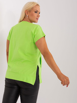 Hurtownia Jasnozielona bluzka basic plus size z kieszeniami