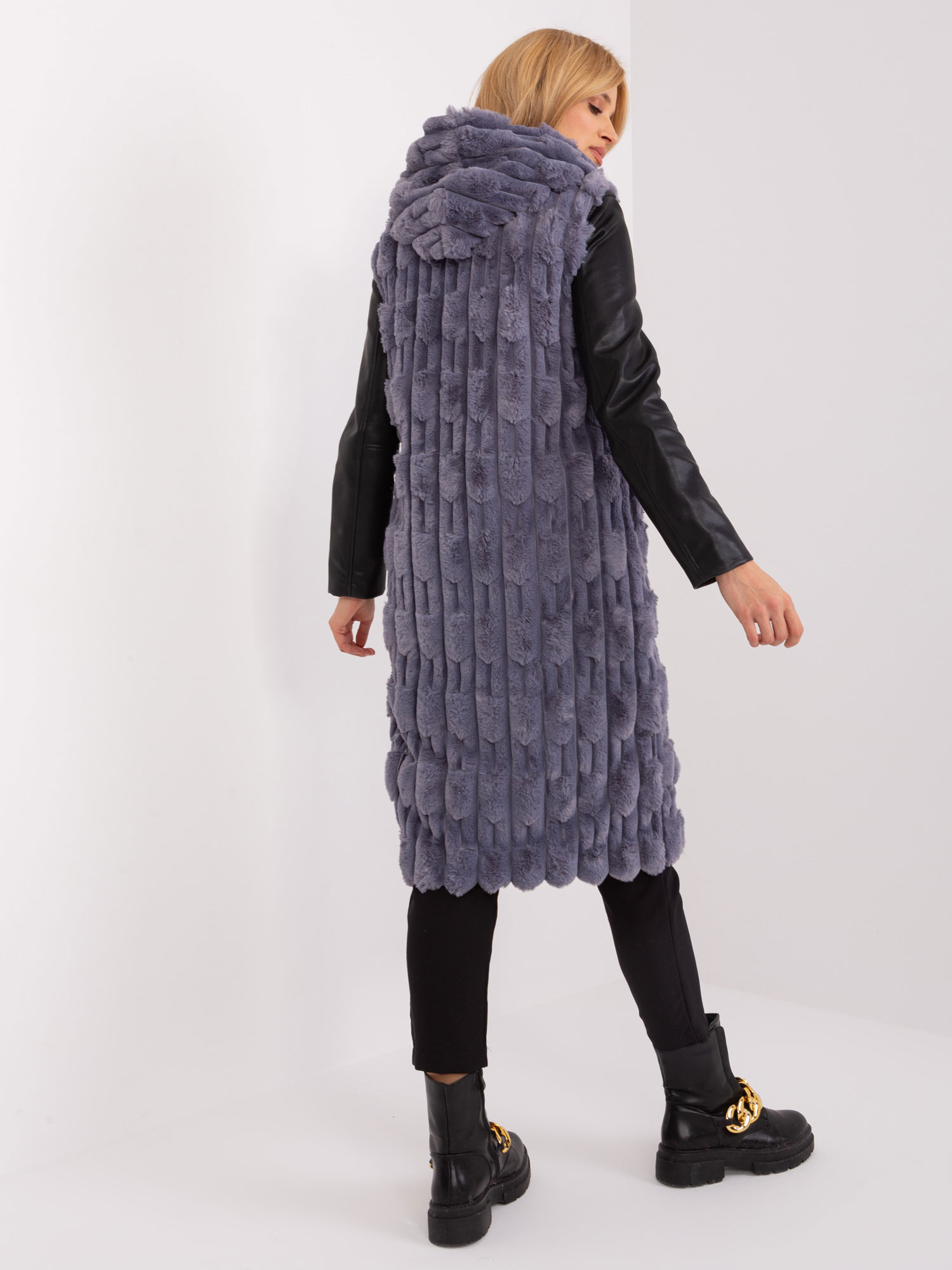 Hurt Gray zip-up vest made of eco-fur.