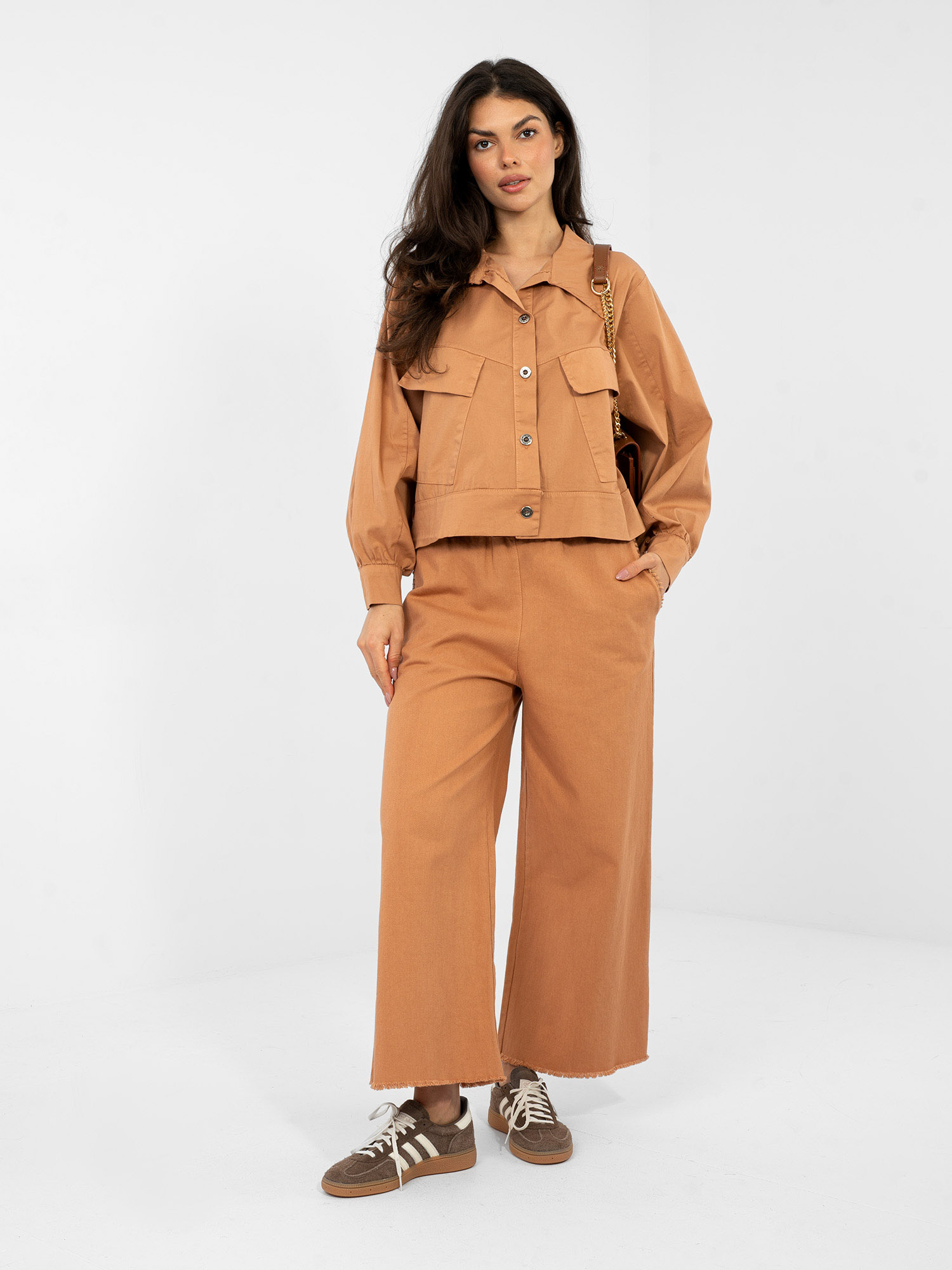 Ceglasta koszula oversize z bawełny RUE PARIS  