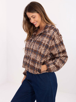 Beżowo-brązowa zamszowa kurtka z kołnierzem RUE PARIS 