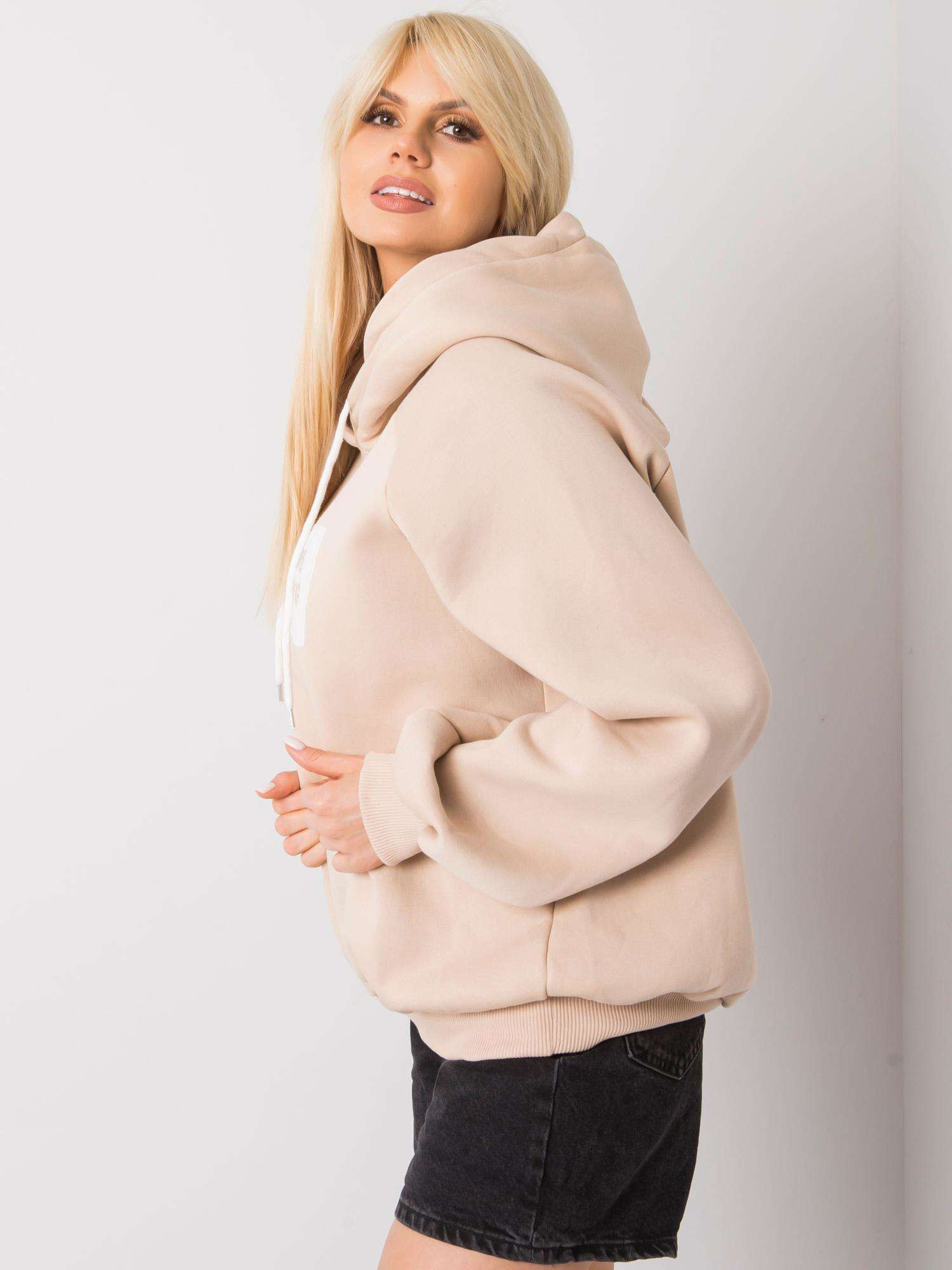 Beżowa ocieplana bluza dresowa Dina