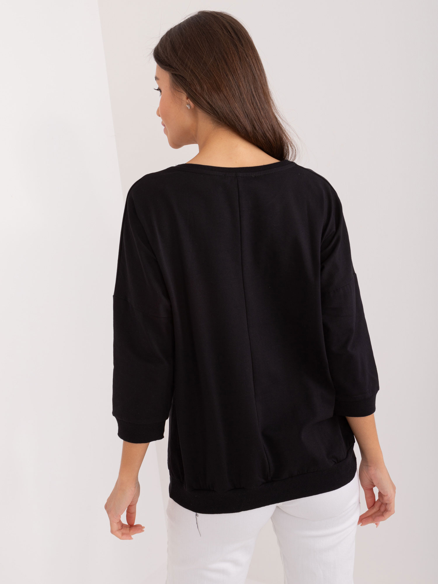 Großhandel schwarze Baumwollbluse für den Alltag.