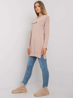 Ciemnobeżowa tunika z napisem Halifax RUE PARIS