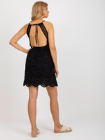 Hurt Czarna mini sukienka ażurowa na ramiączkach OCH BELLA