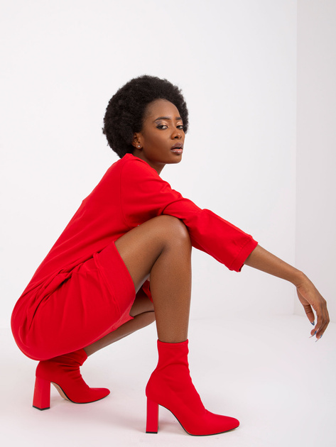 Czerwona dresowa sukienka z kieszeniami Salou