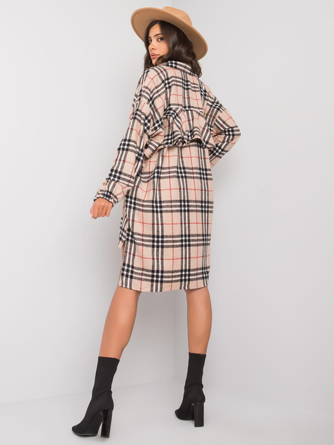 Beżowo-czarna asymetryczna koszula w kratę Bonnie