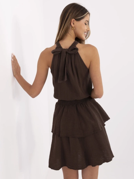 Ciemnobrązowa muślinowa sukienka na lato