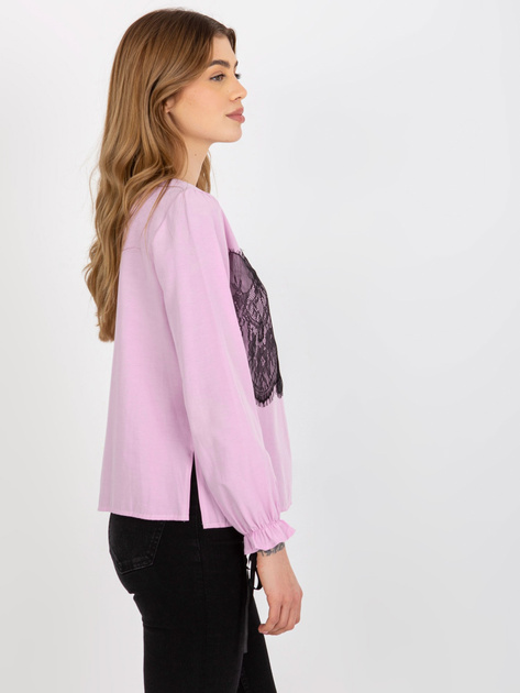 Hurt Jasnofioletowa bluzka wizytowa z wiązaniem i koronką