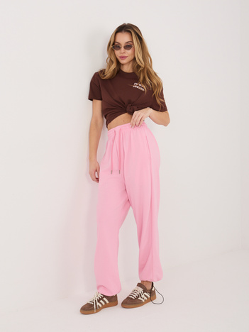 Różowe dresowe spodnie z wysokim stanem