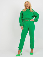 Hurt Zielony dresowy komplet plus size basic z bluzą z kapturem