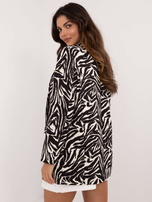 Hurt Ecru-czarna klasyczna marynarka damska w zebrę