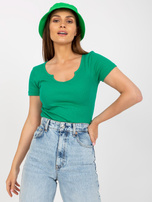 Zielona prążkowana bluzka na co dzień Rubeni OCH BELLA 