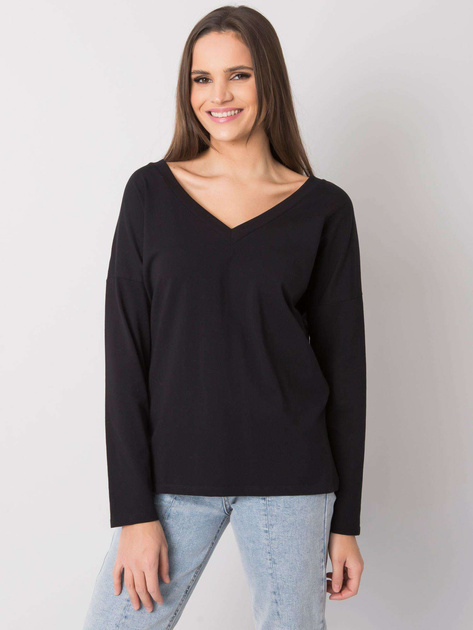 Czarna damska bluzka z długim rękawem Libourne RUE PARIS