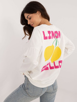 Hurtownia Ecru damska bluzka oversize z nadrukiem