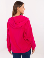 Fuchsia zip-up oversized sweatshirt with pockets.