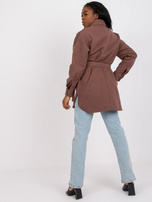 Brązowa ciepła koszula długa z paskiem Olesia