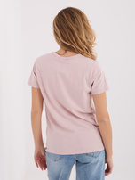 Jasnoróżowy bawełniany t-shirt z napisami