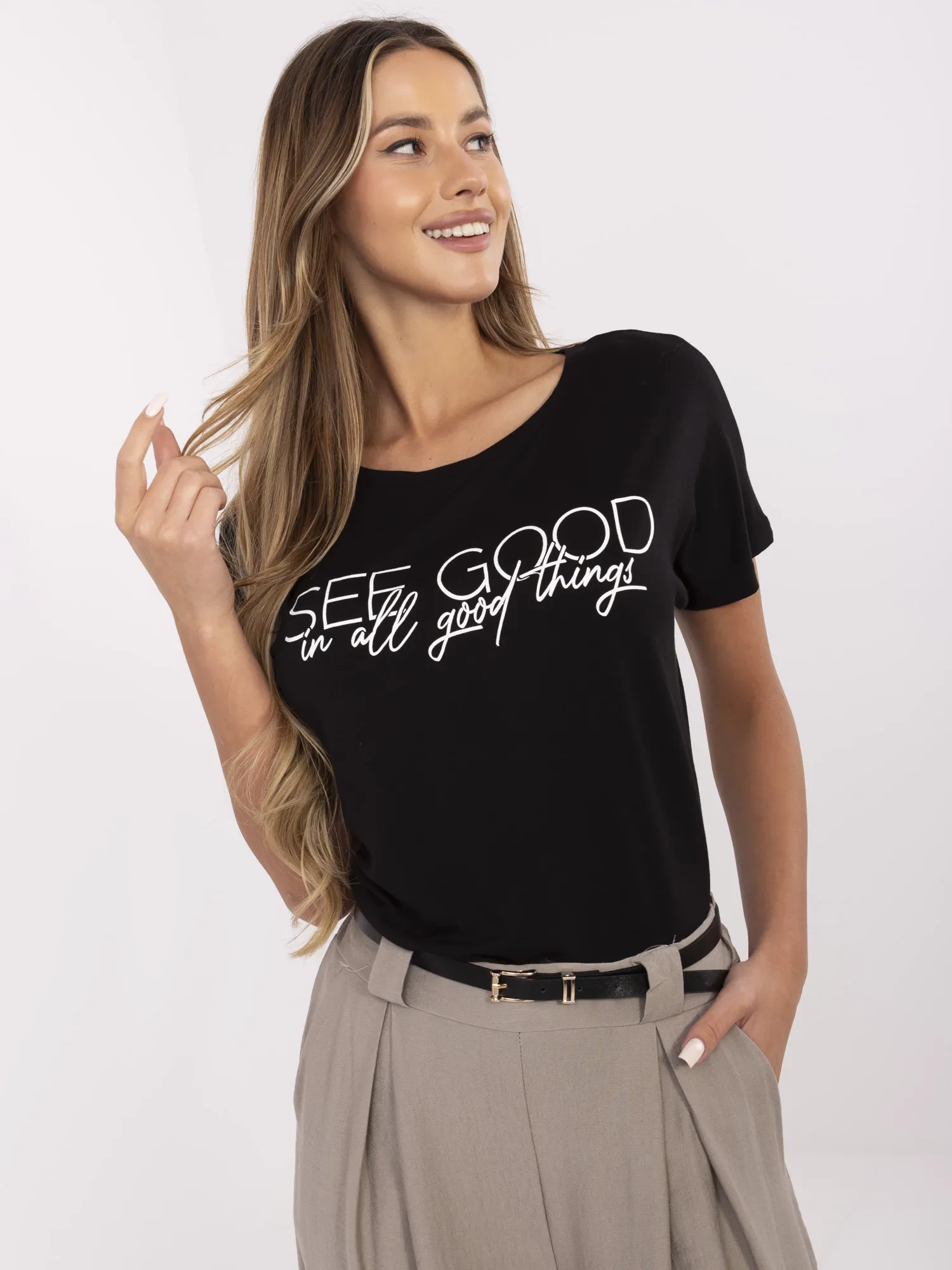 Schwarzes Damen-T-Shirt aus Viskose SUBLEVEL.