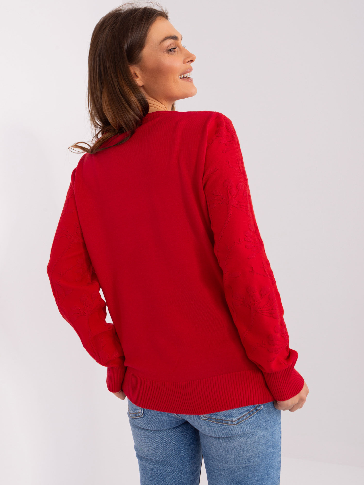 Großhandel Roter Pullover klassisch mit Mustern.