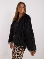 Hurt Czarna elegancka kurtka futrzana z podszewką