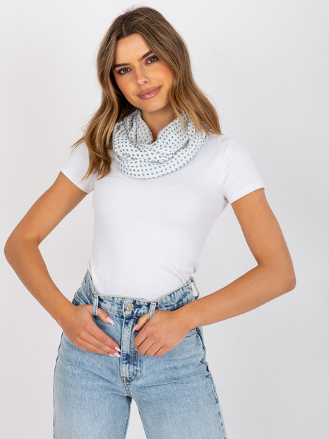 Biała damska chusta komin w groszki