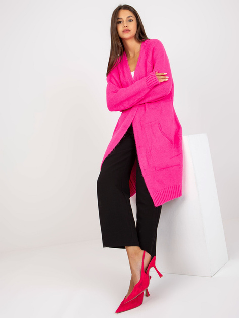 Hurtownia Fluo różowy długi kardigan oversize RUE PARIS 