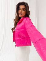 Hurt Ciemnoróżowa krótka przejściowa kurtka pikowana z kieszeniami