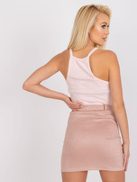 Pale pink Mariana Ribbed Cotton Top