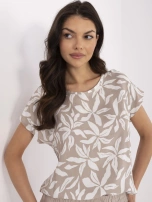 Dunkelbeige Damenbluse aus Viskose SUBLEVEL.