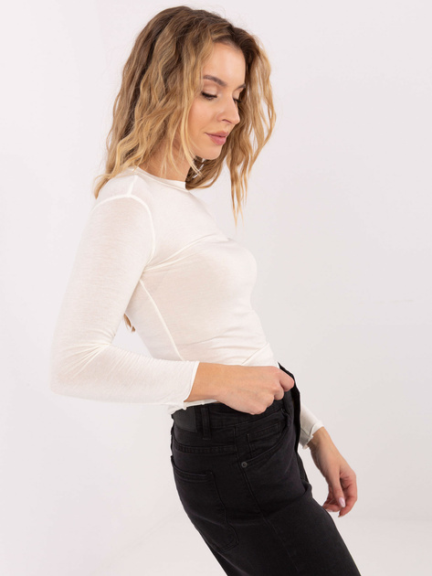 Ecru dopasowana bluzka z długim rękawem