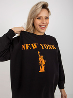 Hurt Czarno-pomarańczowa długa bluza oversize z nadrukiem